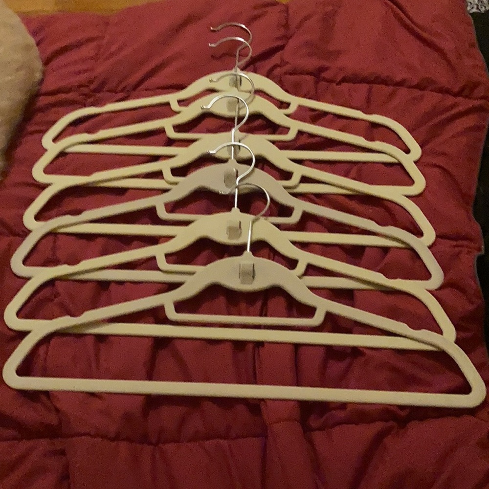 6 Off-white Real Simple Flocked Velvet Hangers